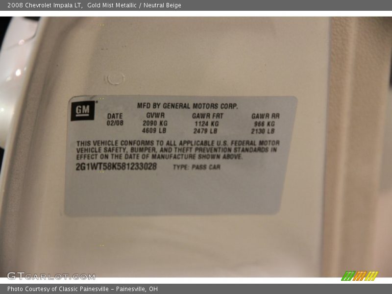 Gold Mist Metallic / Neutral Beige 2008 Chevrolet Impala LT