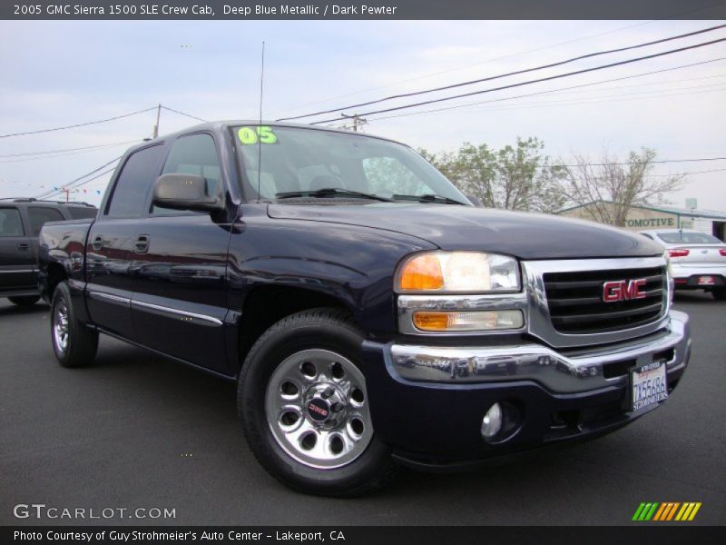 Deep Blue Metallic / Dark Pewter 2005 GMC Sierra 1500 SLE Crew Cab
