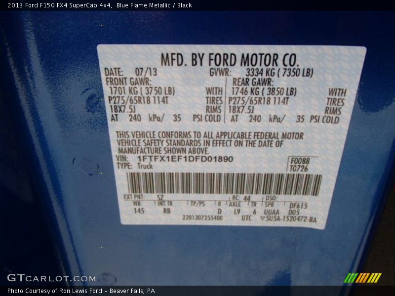 Blue Flame Metallic / Black 2013 Ford F150 FX4 SuperCab 4x4