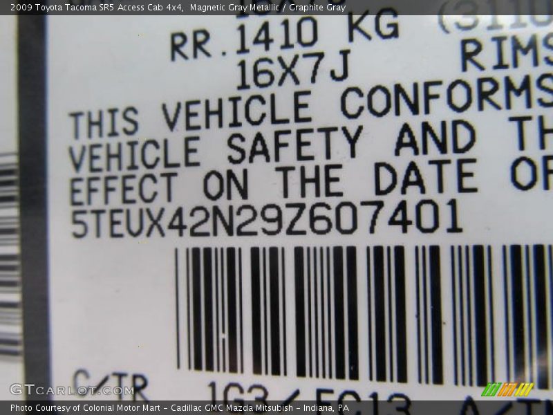 Magnetic Gray Metallic / Graphite Gray 2009 Toyota Tacoma SR5 Access Cab 4x4