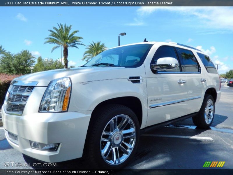White Diamond Tricoat / Cocoa/Light Linen Tehama Leather 2011 Cadillac Escalade Platinum AWD