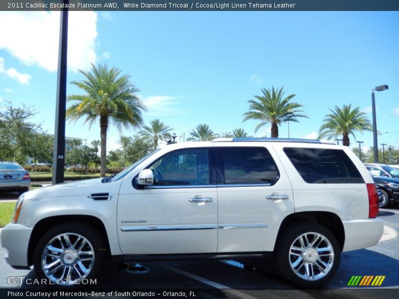 White Diamond Tricoat / Cocoa/Light Linen Tehama Leather 2011 Cadillac Escalade Platinum AWD