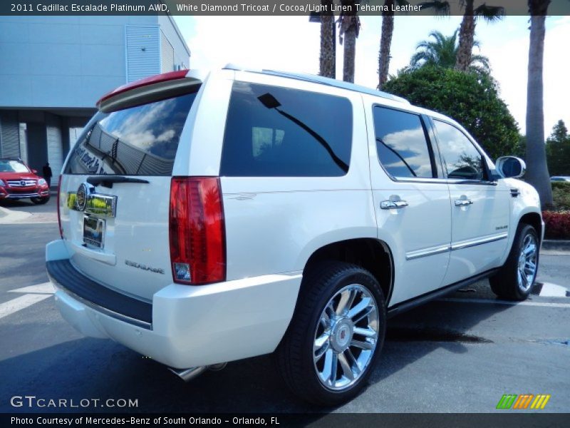 White Diamond Tricoat / Cocoa/Light Linen Tehama Leather 2011 Cadillac Escalade Platinum AWD