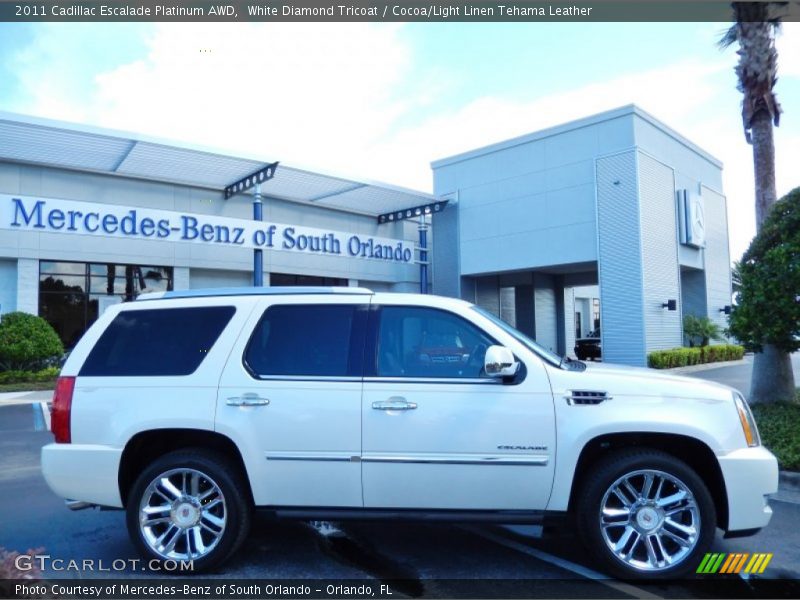 White Diamond Tricoat / Cocoa/Light Linen Tehama Leather 2011 Cadillac Escalade Platinum AWD
