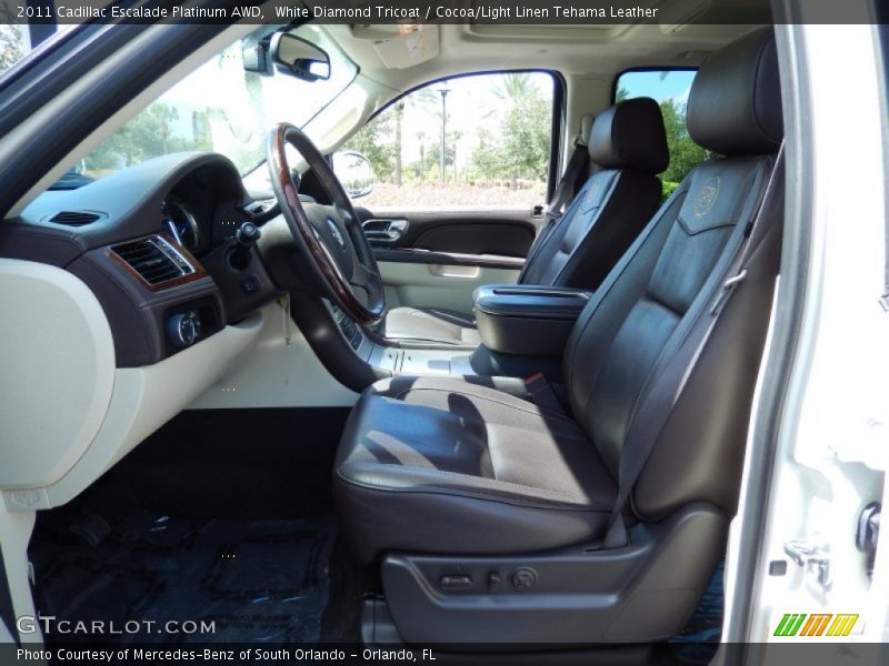 White Diamond Tricoat / Cocoa/Light Linen Tehama Leather 2011 Cadillac Escalade Platinum AWD