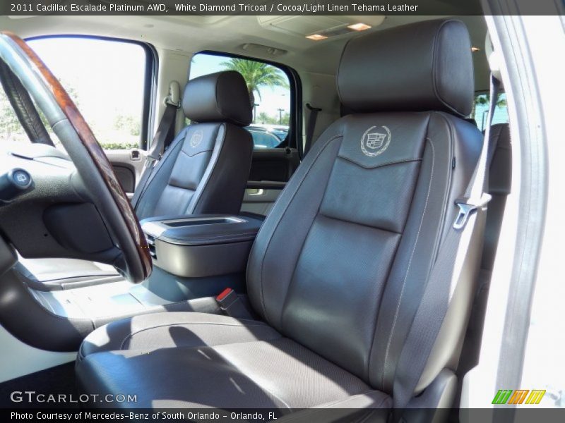 White Diamond Tricoat / Cocoa/Light Linen Tehama Leather 2011 Cadillac Escalade Platinum AWD