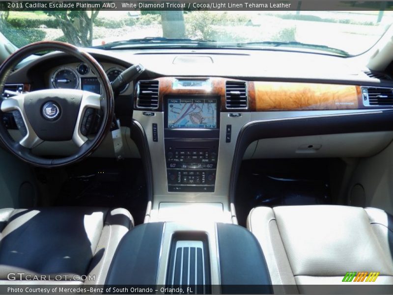 White Diamond Tricoat / Cocoa/Light Linen Tehama Leather 2011 Cadillac Escalade Platinum AWD