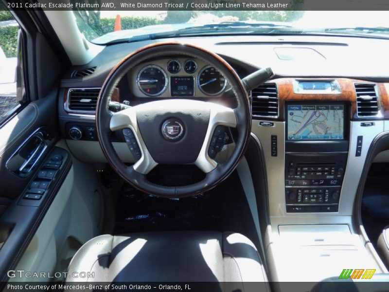 White Diamond Tricoat / Cocoa/Light Linen Tehama Leather 2011 Cadillac Escalade Platinum AWD