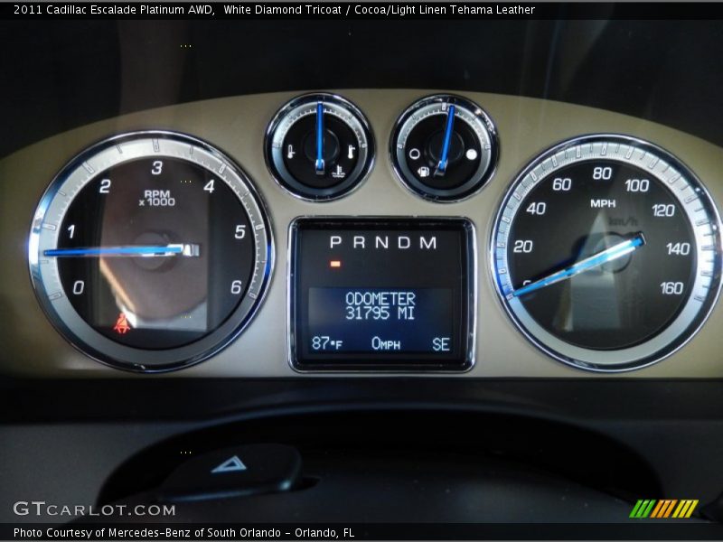 White Diamond Tricoat / Cocoa/Light Linen Tehama Leather 2011 Cadillac Escalade Platinum AWD