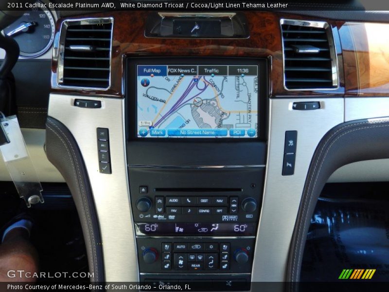 White Diamond Tricoat / Cocoa/Light Linen Tehama Leather 2011 Cadillac Escalade Platinum AWD