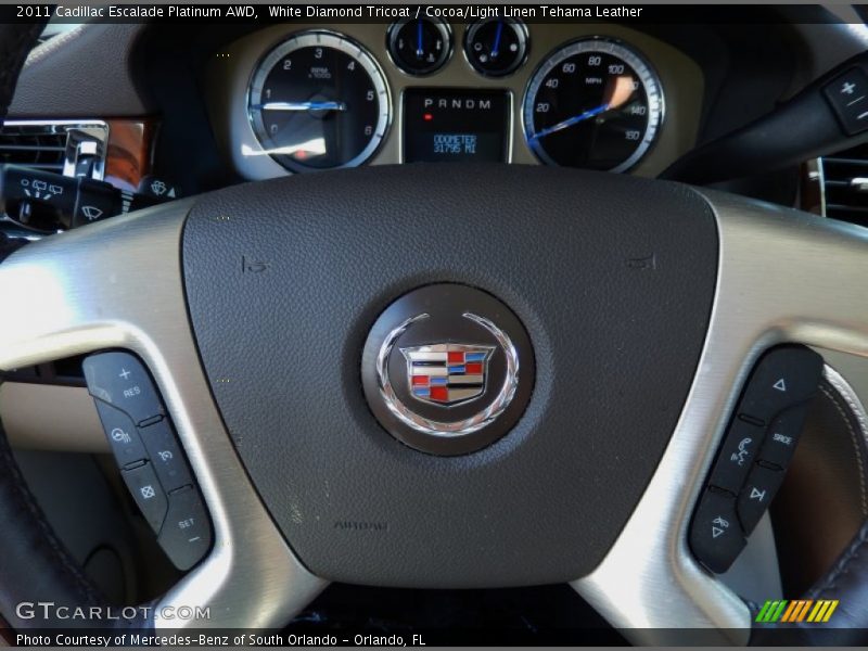 White Diamond Tricoat / Cocoa/Light Linen Tehama Leather 2011 Cadillac Escalade Platinum AWD