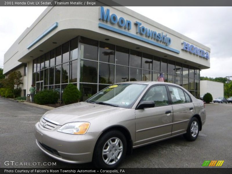 Titanium Metallic / Beige 2001 Honda Civic LX Sedan