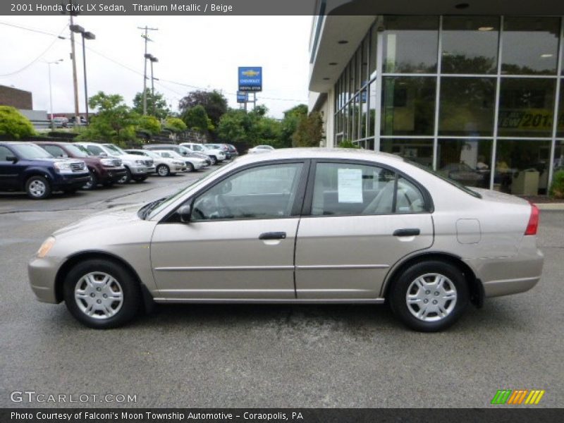 Titanium Metallic / Beige 2001 Honda Civic LX Sedan