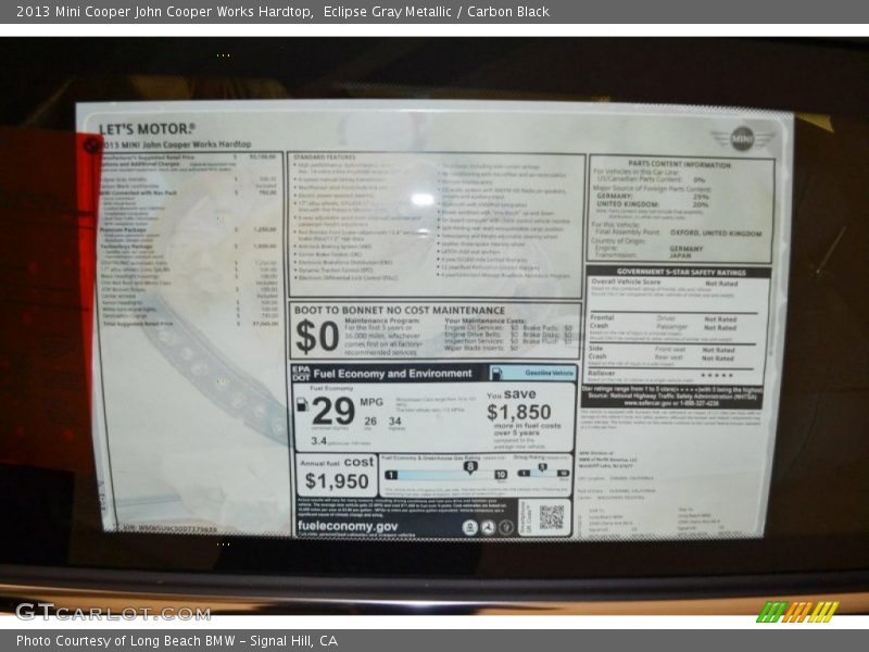Eclipse Gray Metallic / Carbon Black 2013 Mini Cooper John Cooper Works Hardtop
