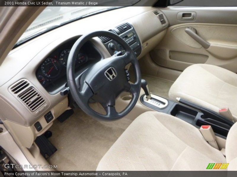 Titanium Metallic / Beige 2001 Honda Civic LX Sedan