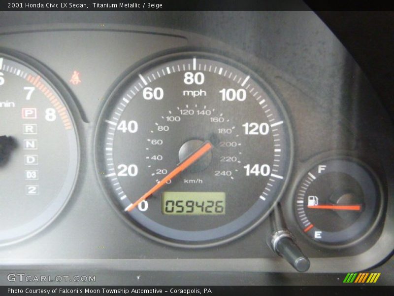 Titanium Metallic / Beige 2001 Honda Civic LX Sedan