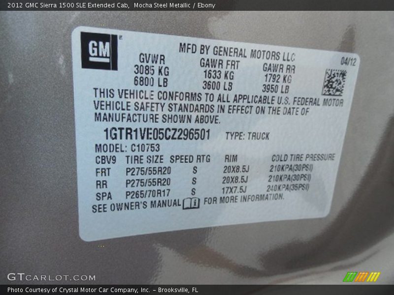 Mocha Steel Metallic / Ebony 2012 GMC Sierra 1500 SLE Extended Cab