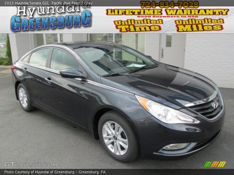 Pacific Blue Pearl / Gray 2013 Hyundai Sonata GLS