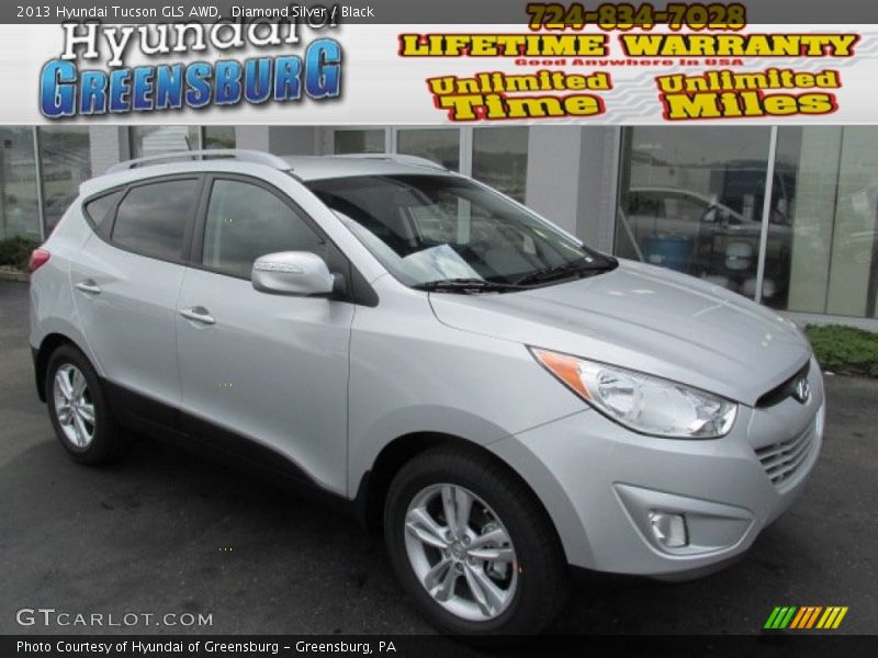 Diamond Silver / Black 2013 Hyundai Tucson GLS AWD