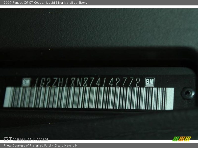 Liquid Silver Metallic / Ebony 2007 Pontiac G6 GT Coupe
