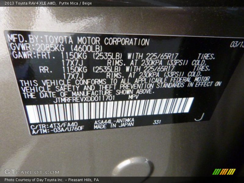Pyrite Mica / Beige 2013 Toyota RAV4 XLE AWD
