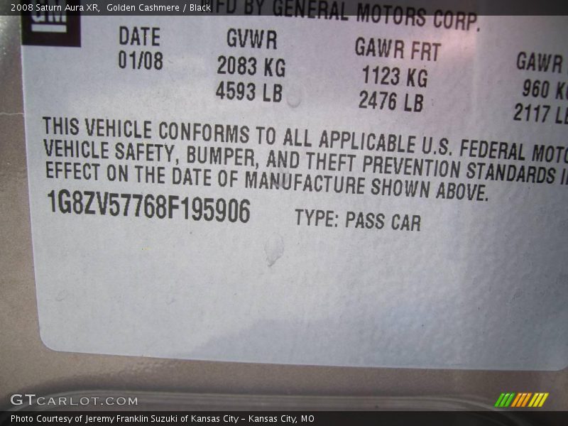Golden Cashmere / Black 2008 Saturn Aura XR