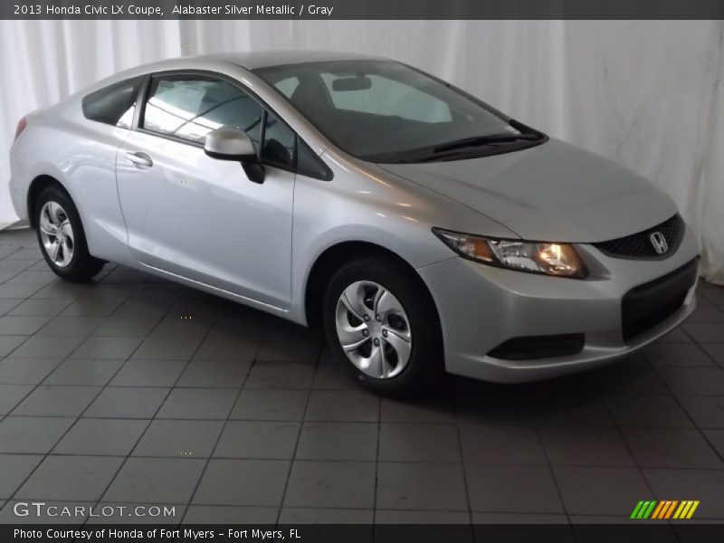 Alabaster Silver Metallic / Gray 2013 Honda Civic LX Coupe