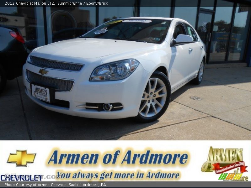 Summit White / Ebony/Brick 2012 Chevrolet Malibu LTZ