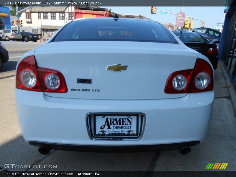 Summit White / Ebony/Brick 2012 Chevrolet Malibu LTZ