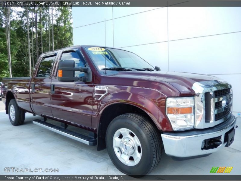Royal Red Metallic / Camel 2010 Ford F250 Super Duty XLT Crew Cab