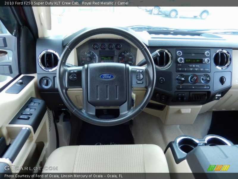 Royal Red Metallic / Camel 2010 Ford F250 Super Duty XLT Crew Cab
