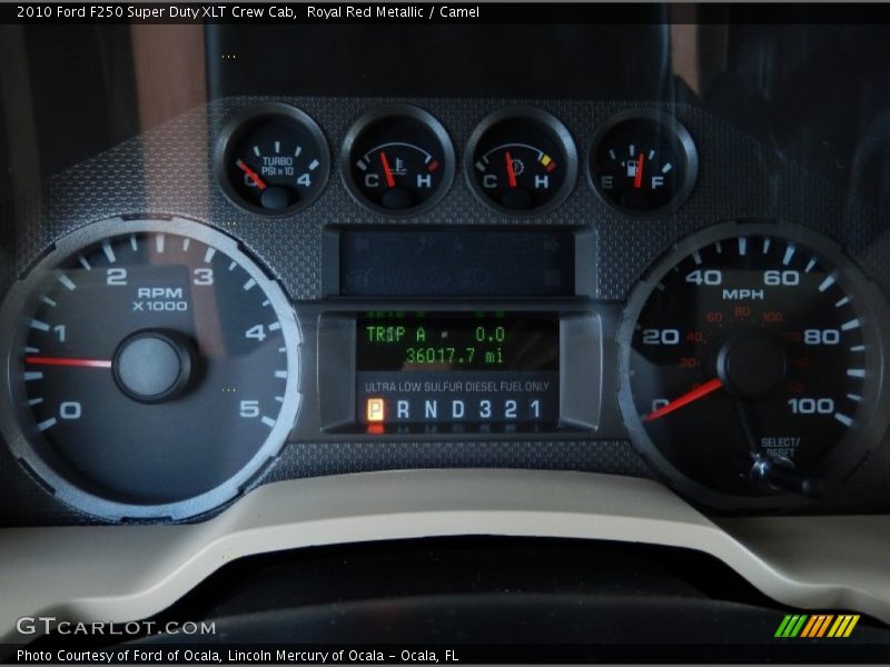 Royal Red Metallic / Camel 2010 Ford F250 Super Duty XLT Crew Cab