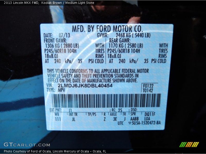 Kodiak Brown / Medium Light Stone 2013 Lincoln MKX FWD