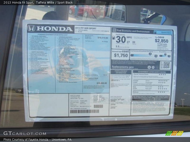 Taffeta White / Sport Black 2013 Honda Fit Sport