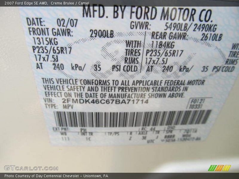 Creme Brulee / Camel 2007 Ford Edge SE AWD