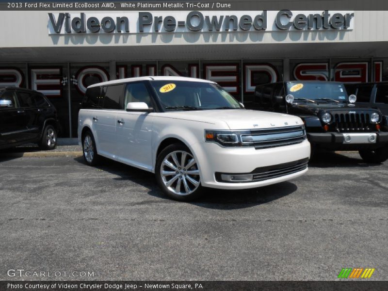 White Platinum Metallic Tri-Coat / Dune 2013 Ford Flex Limited EcoBoost AWD