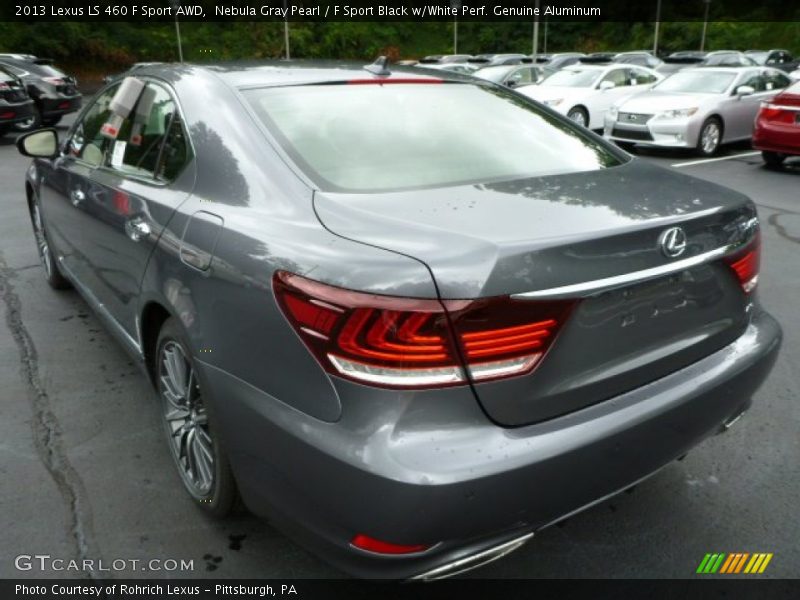Nebula Gray Pearl / F Sport Black w/White Perf. Genuine Aluminum 2013 Lexus LS 460 F Sport AWD