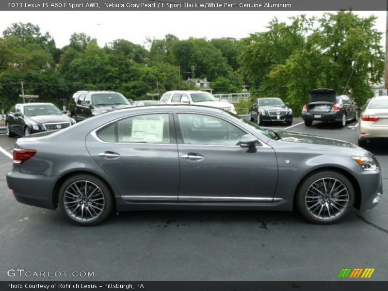 Nebula Gray Pearl / F Sport Black w/White Perf. Genuine Aluminum 2013 Lexus LS 460 F Sport AWD