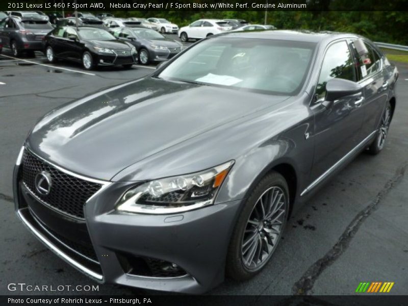 Nebula Gray Pearl / F Sport Black w/White Perf. Genuine Aluminum 2013 Lexus LS 460 F Sport AWD