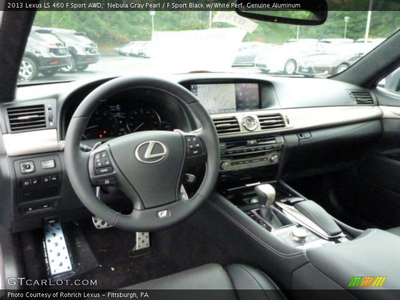 Nebula Gray Pearl / F Sport Black w/White Perf. Genuine Aluminum 2013 Lexus LS 460 F Sport AWD