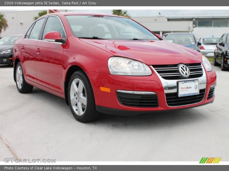 Salsa Red / Art Grey 2009 Volkswagen Jetta SE Sedan