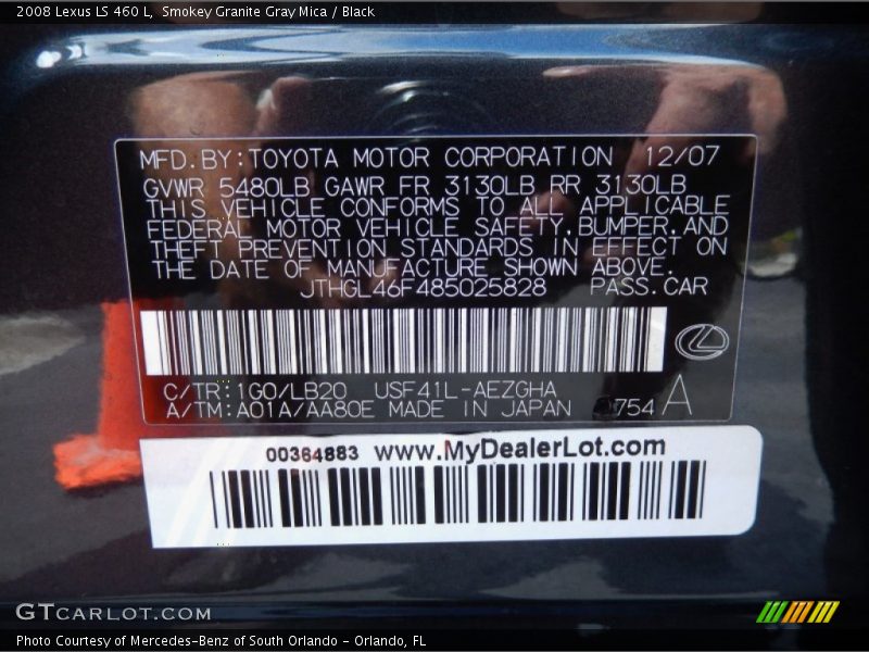 Smokey Granite Gray Mica / Black 2008 Lexus LS 460 L