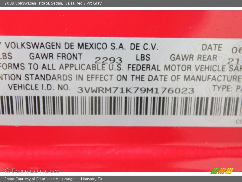 Salsa Red / Art Grey 2009 Volkswagen Jetta SE Sedan