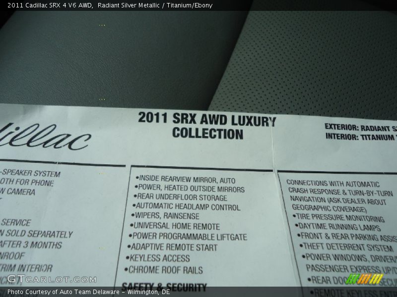 Radiant Silver Metallic / Titanium/Ebony 2011 Cadillac SRX 4 V6 AWD