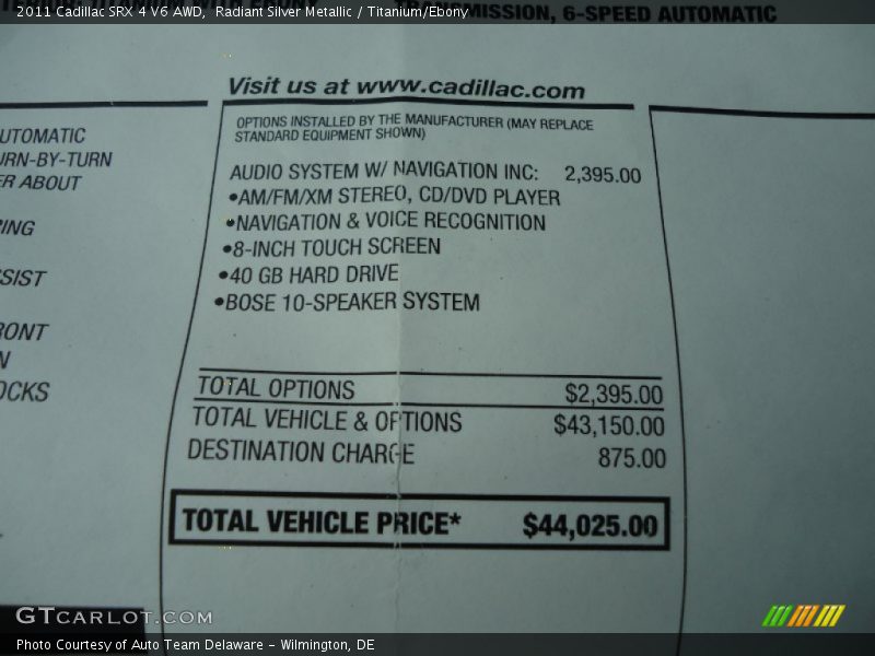 Radiant Silver Metallic / Titanium/Ebony 2011 Cadillac SRX 4 V6 AWD