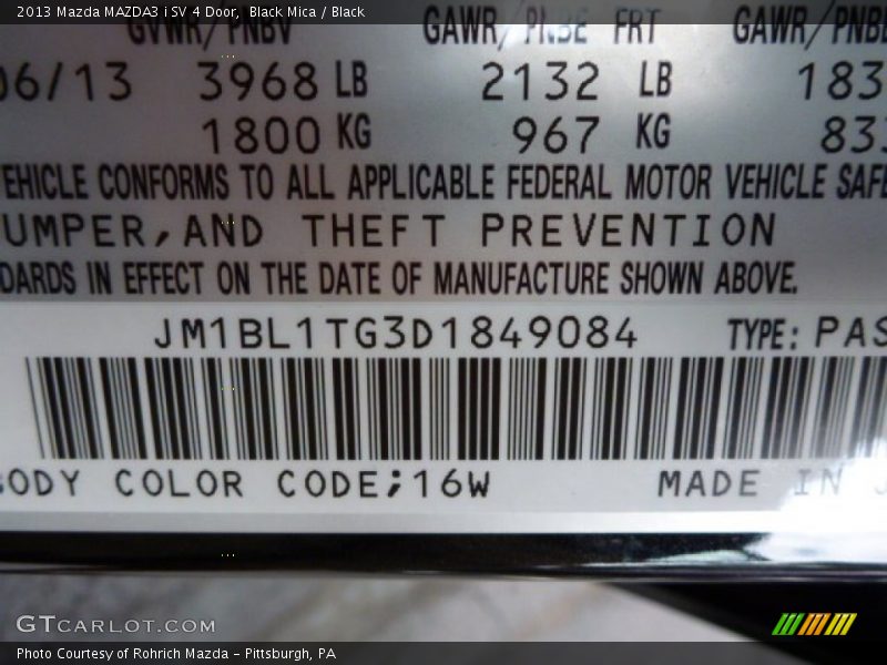 Black Mica / Black 2013 Mazda MAZDA3 i SV 4 Door