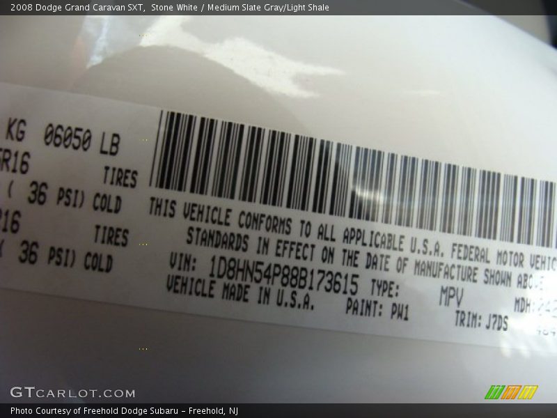 Stone White / Medium Slate Gray/Light Shale 2008 Dodge Grand Caravan SXT