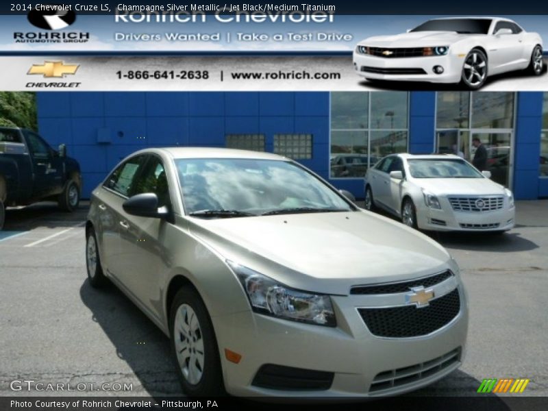 Champagne Silver Metallic / Jet Black/Medium Titanium 2014 Chevrolet Cruze LS