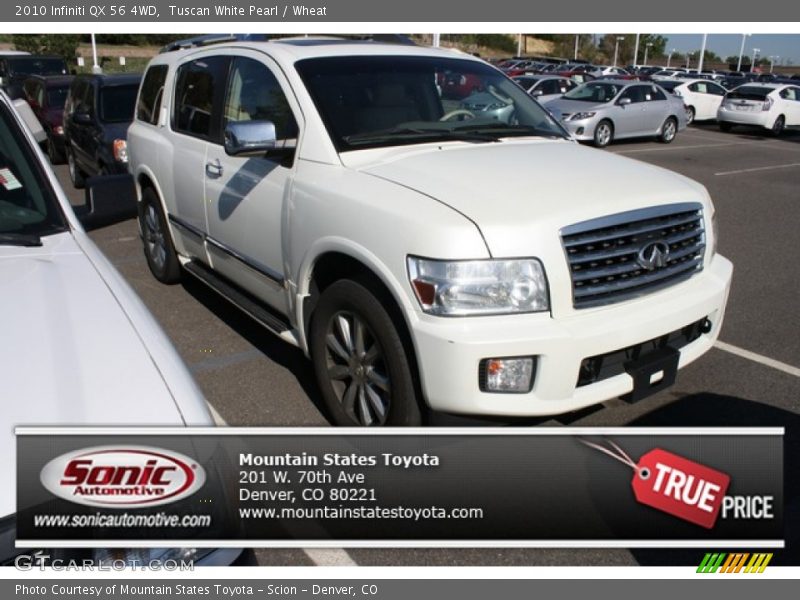 Tuscan White Pearl / Wheat 2010 Infiniti QX 56 4WD