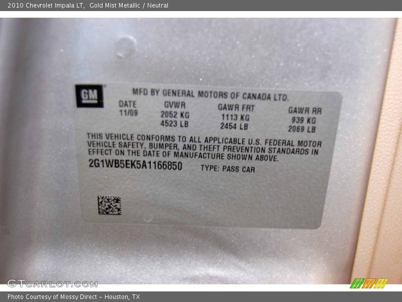 Gold Mist Metallic / Neutral 2010 Chevrolet Impala LT